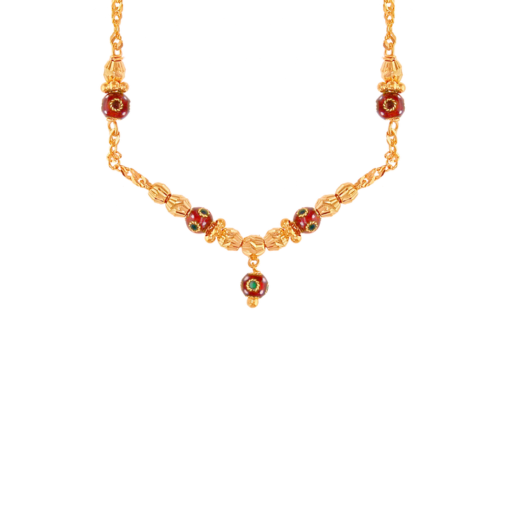 Fancy Minakari Ball Chain in 22K Gold