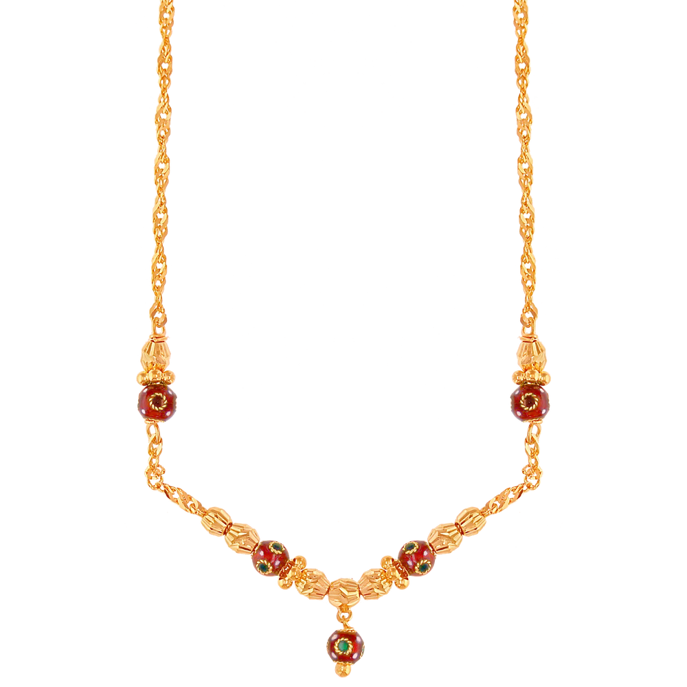 Fancy Minakari Ball Chain in 22K Gold