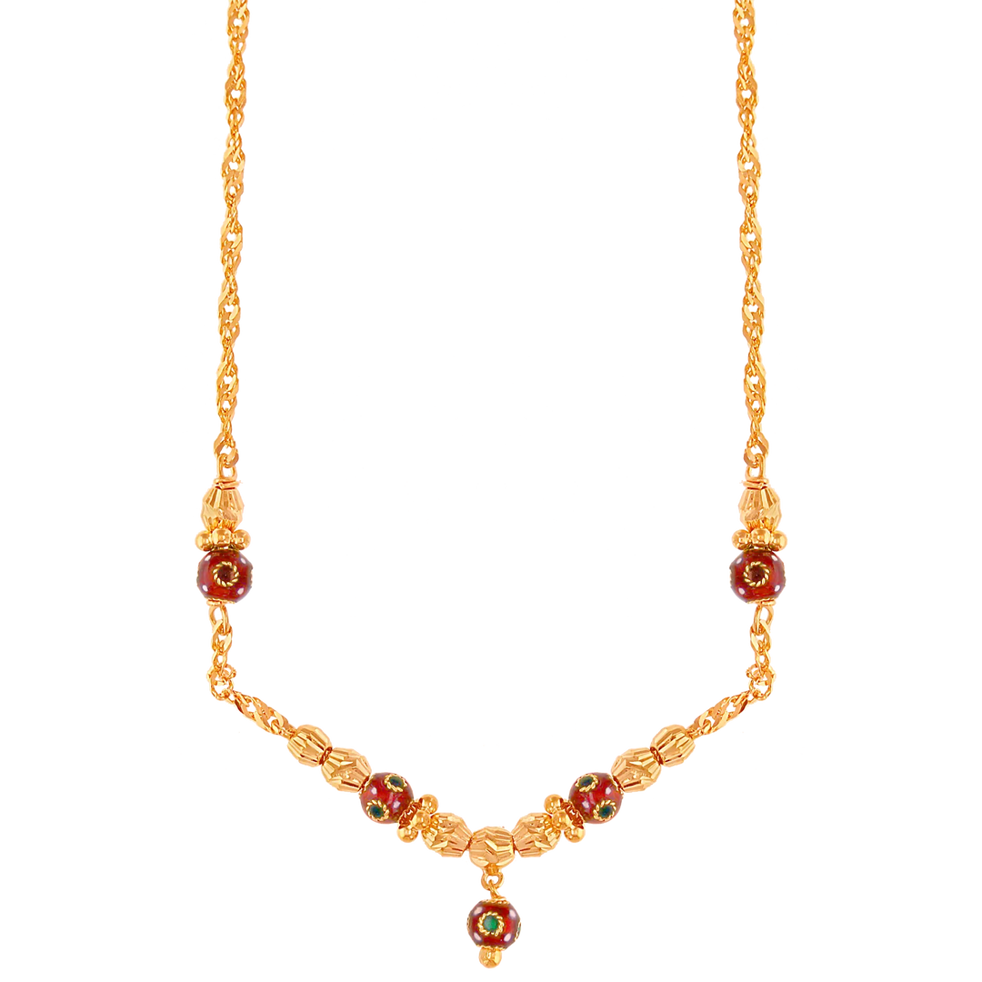 Fancy Minakari Ball Chain in 22K Gold