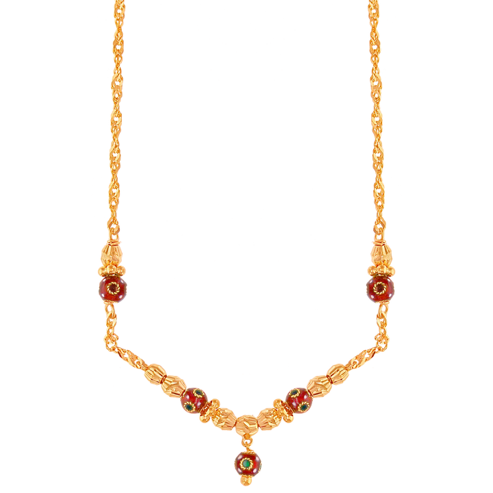 Fancy Minakari Ball Chain in 22K Gold