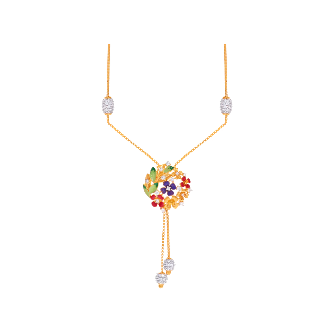 Classic Minakari Necklace With CZ in 22K Gold