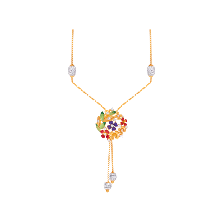 Classic Minakari Necklace With CZ in 22K Gold