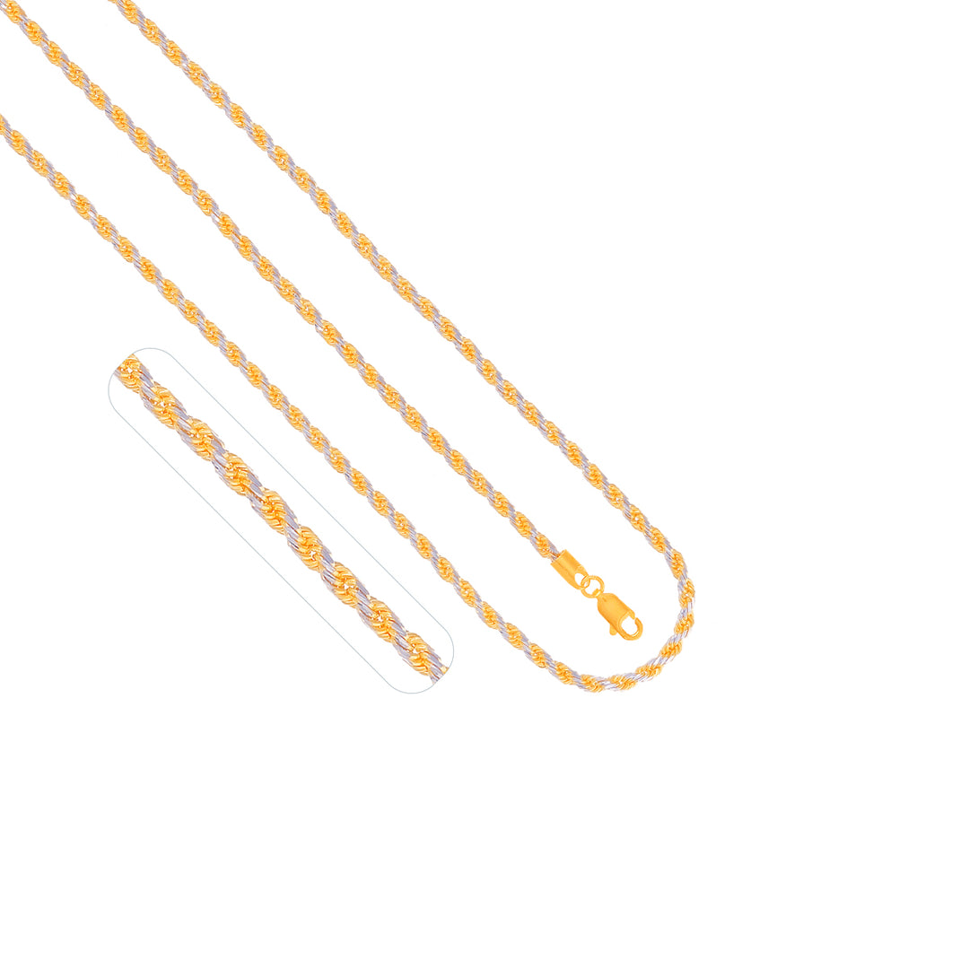 Rope Two tone 20" Chain in 22K Gold