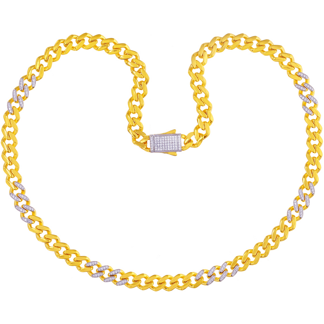 Ravishing Two Tone 24" Link Chain With CZ in 22K Gold
