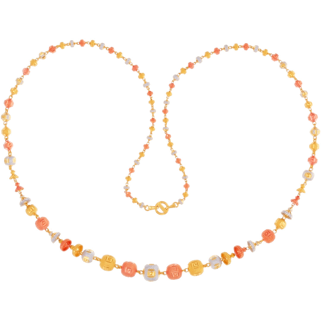 Fancy Three tone Ball Chain in 22K Gold