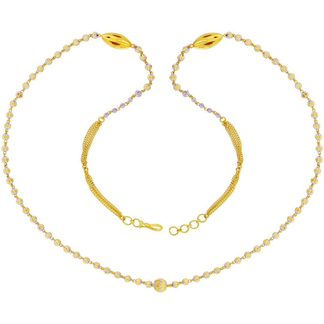 Fancy Two Tone 28" Ball Chain in 22K Gold