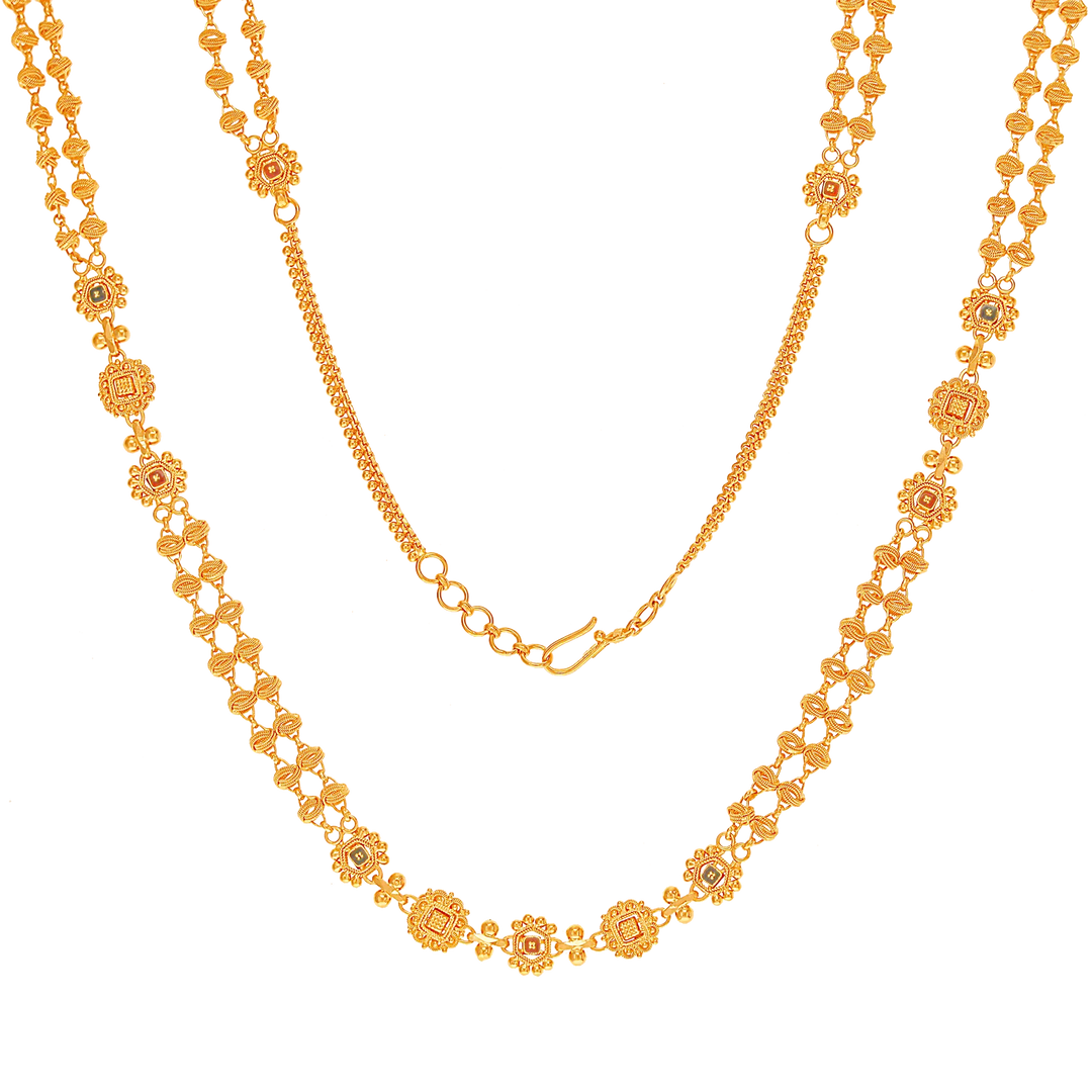 Fancy Minakari Ball Chain in 22K Gold