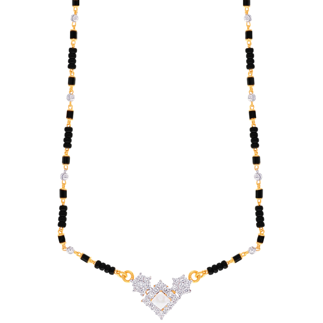 Stunning Two tone Mangalsutra With Gemstones in 22K Gold