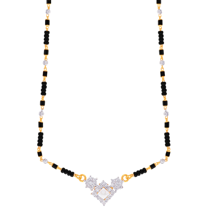 Stunning Two tone Mangalsutra With Gemstones in 22K Gold