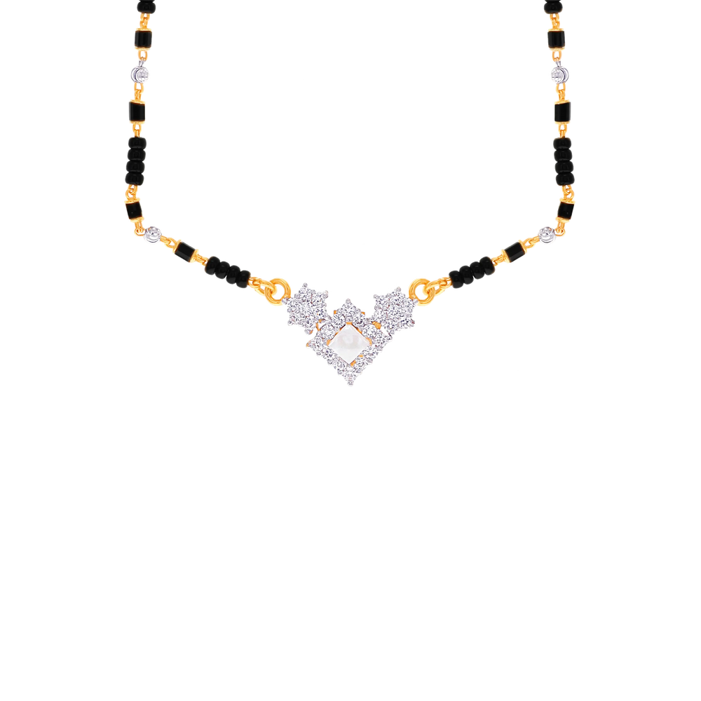 Stunning Two tone Mangalsutra With Gemstones in 22K Gold