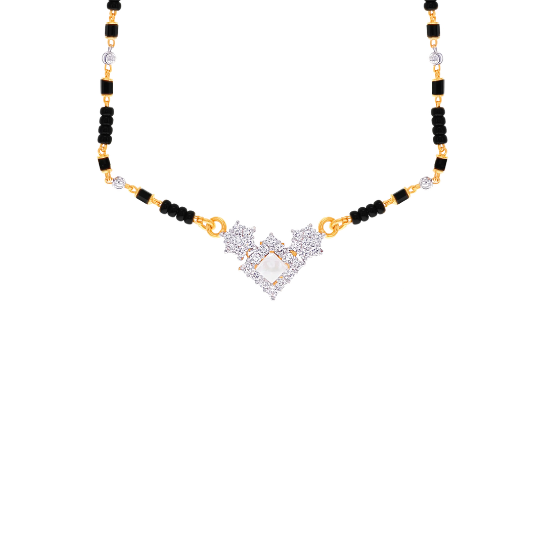 Stunning Two tone Mangalsutra With Gemstones in 22K Gold