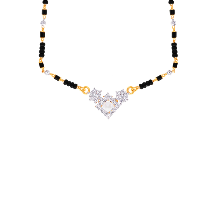 Stunning Two tone Mangalsutra With Gemstones in 22K Gold
