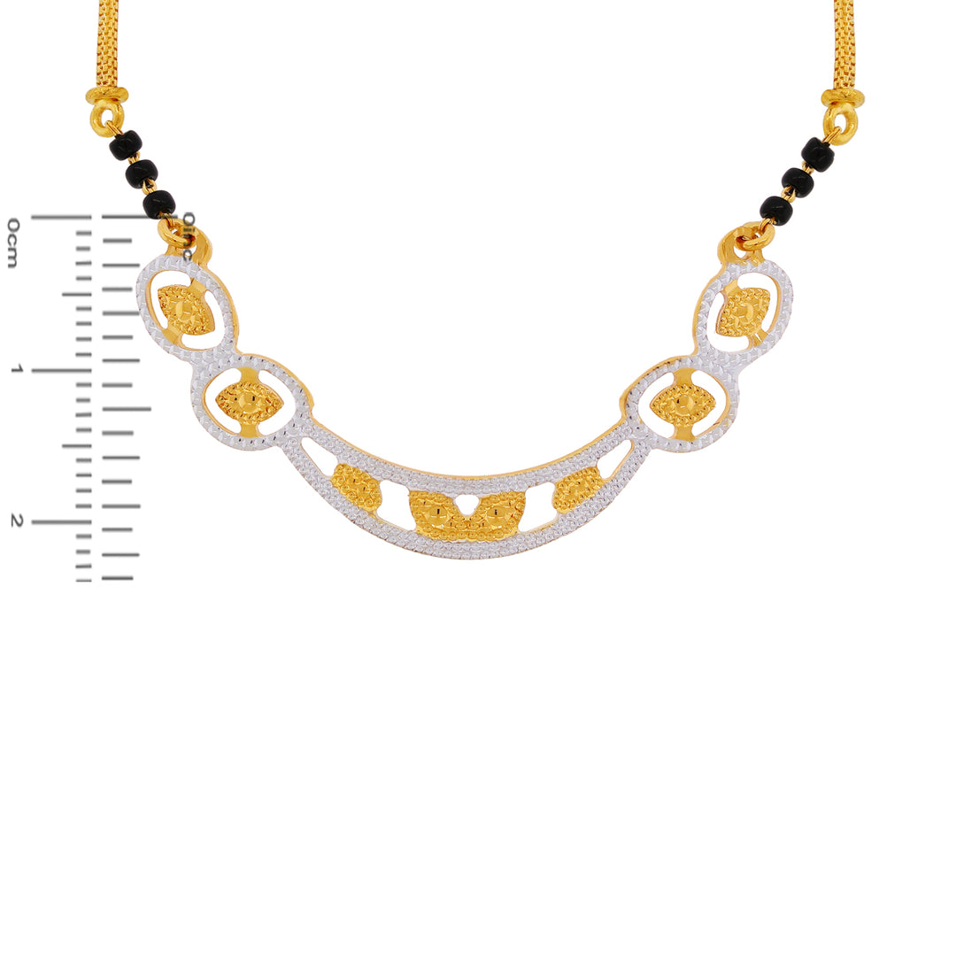 Detailed Two Tone Mangalsutra with CZ in 22K Gold