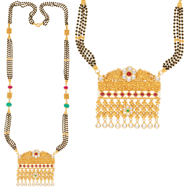 Artistic Antique Mangalsutra With Kundan & Gemstones in 22K Gold