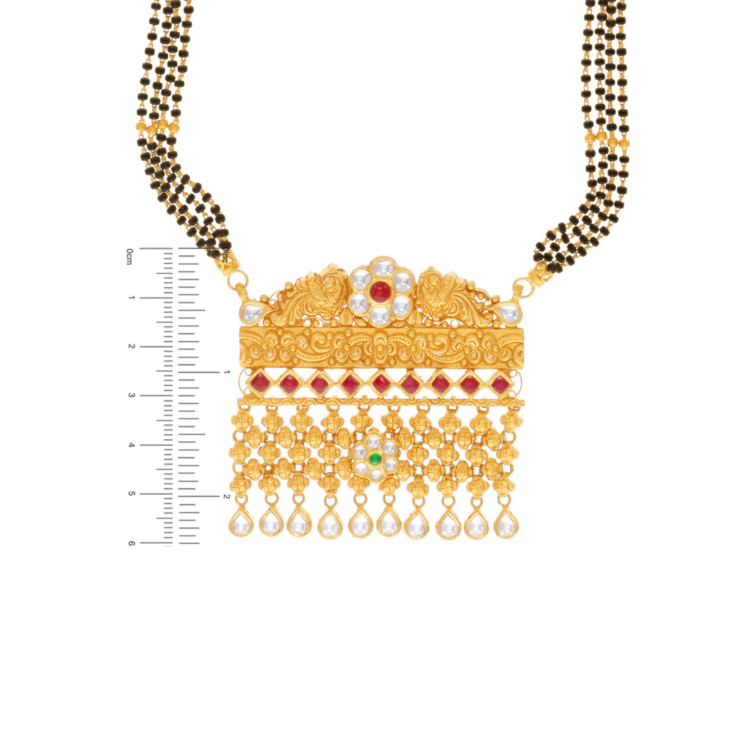 Artistic Antique Mangalsutra With Kundan & Gemstones in 22K Gold