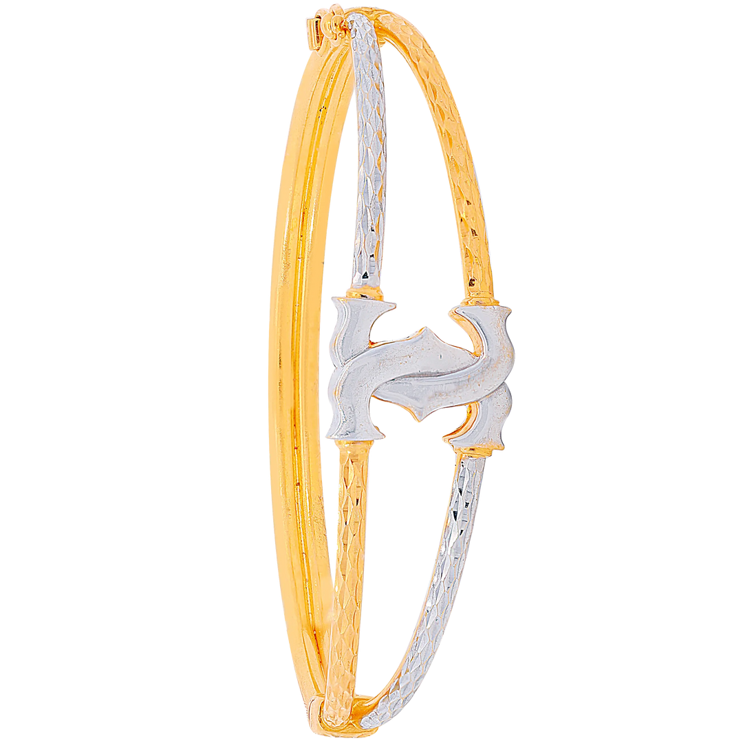 Stunning Two tone Bangle Bracelet in 22K Gold