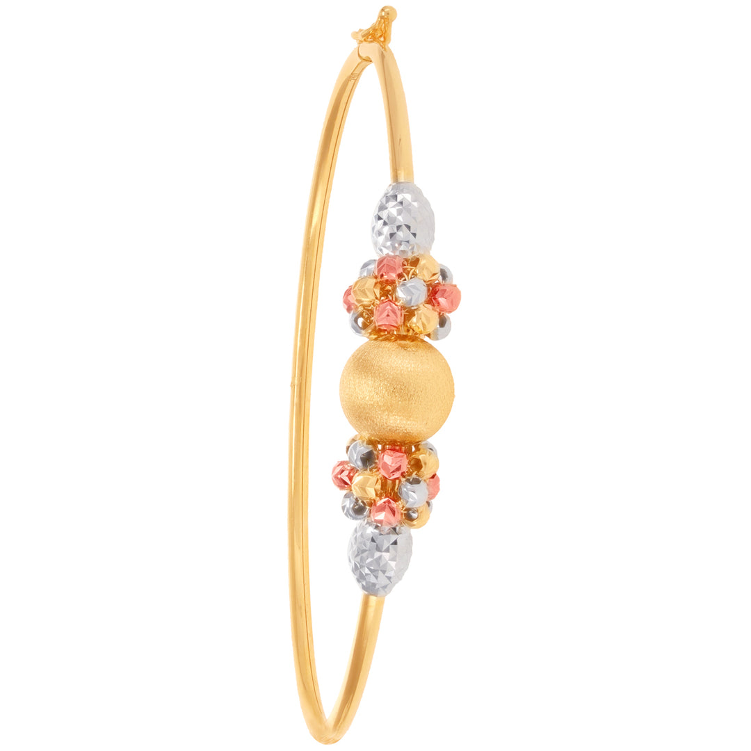 Mesmerizing Three tone Openable Bangle Bracelet in 18K Gold