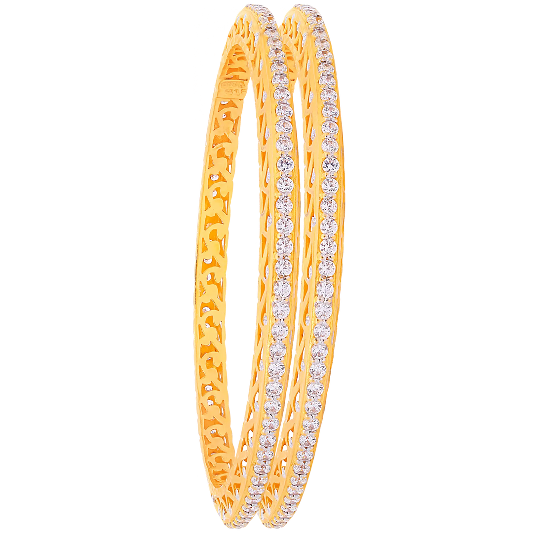 2.5 Size 2pcs Bangle With CZ in 22K Gold