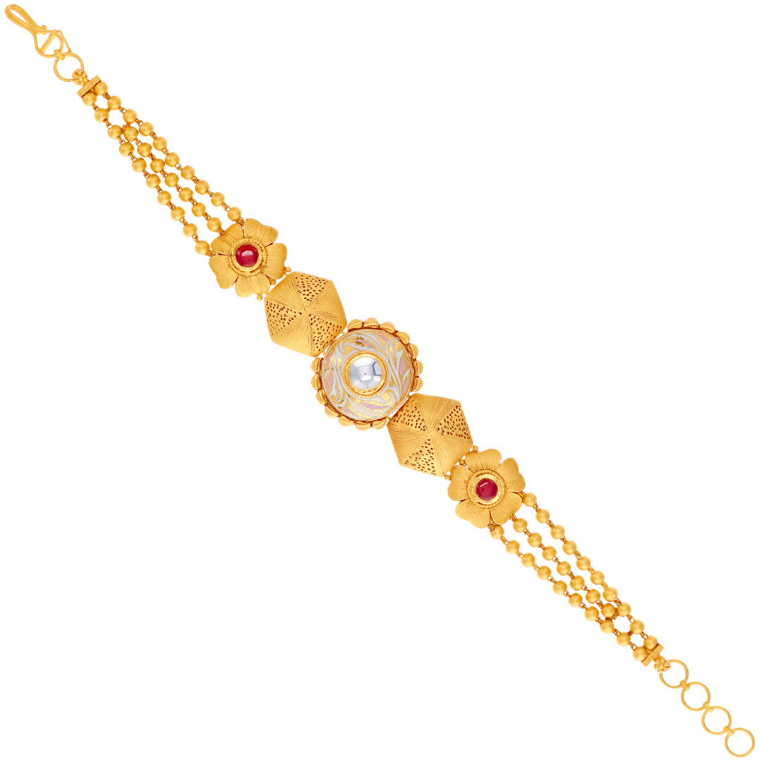 Sophisticated Antique Minakari Bracelet With Kundan & Ruby in 22K Gold