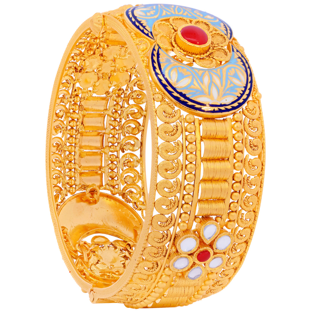Delightful Minakari Kara With Kundan in 22K Gold