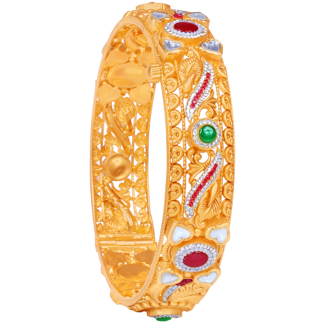 Enchanting Antique Openable Bangle With Kundan & Gemstones in 22K Gold