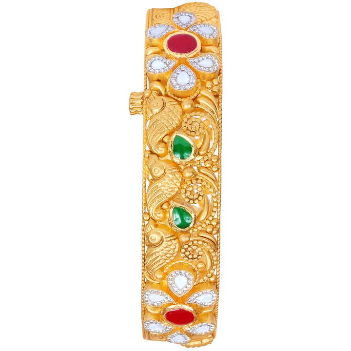 Endearing Antique Openable Bangle With Kundan & Gemstones in 22K Gold