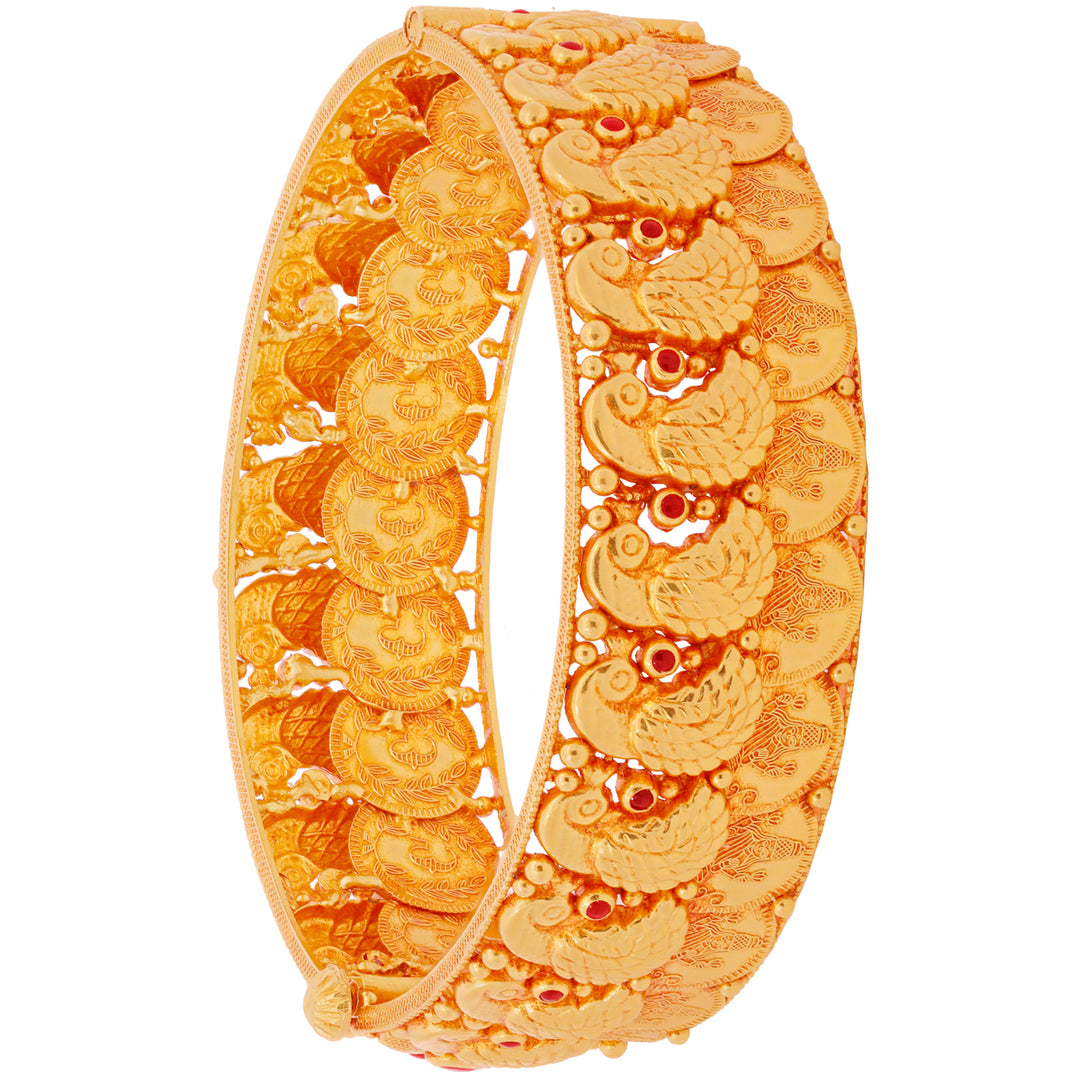 Enchanting Laxmi Antique Bangles With Ruby in 22K Gold
