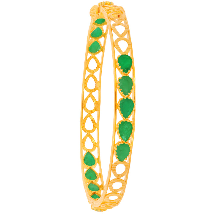 Ravishing 2pcs Bangle With Emerald in 22K Gold