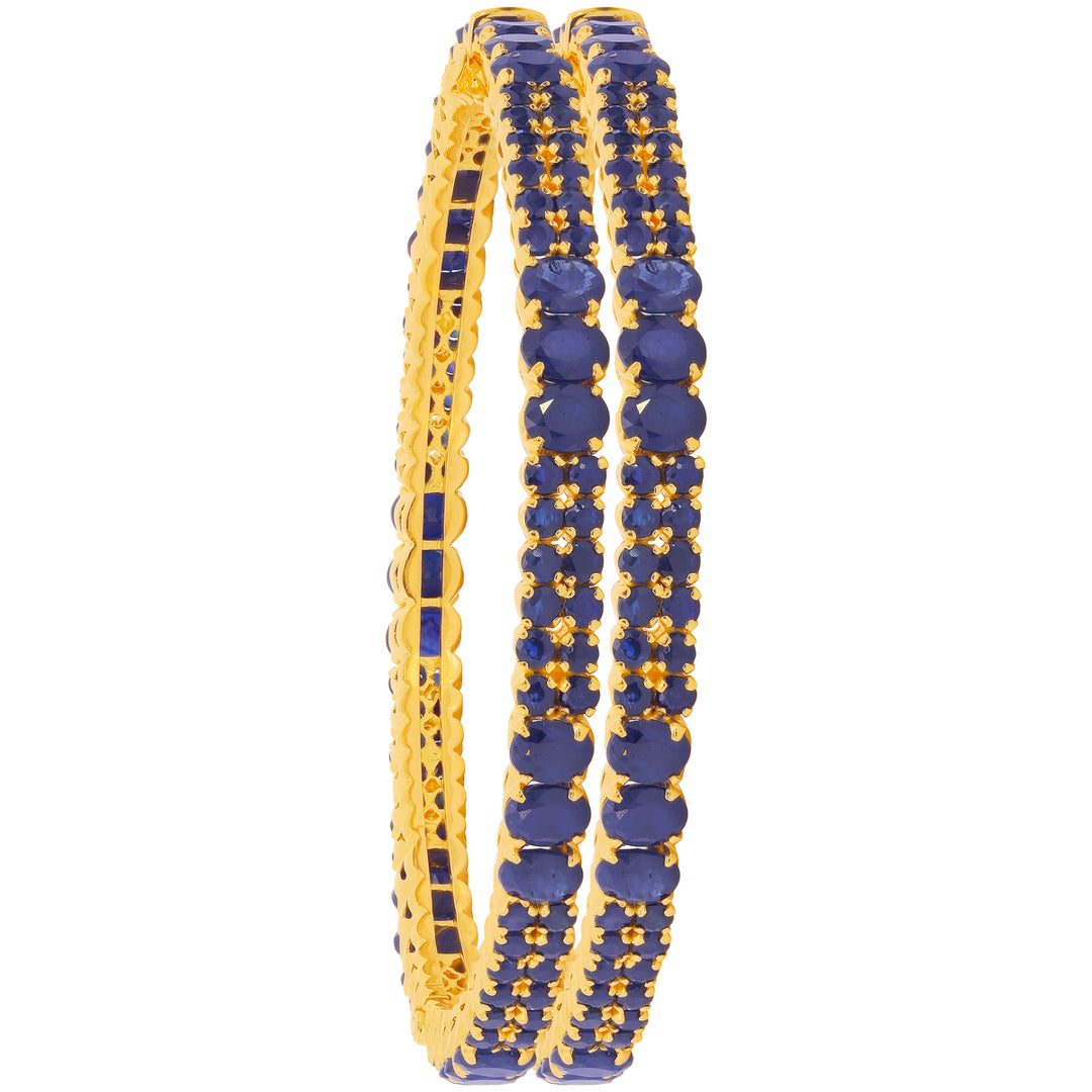Charming Openable 2pcs Bangle With Sapphire in 22K Gold