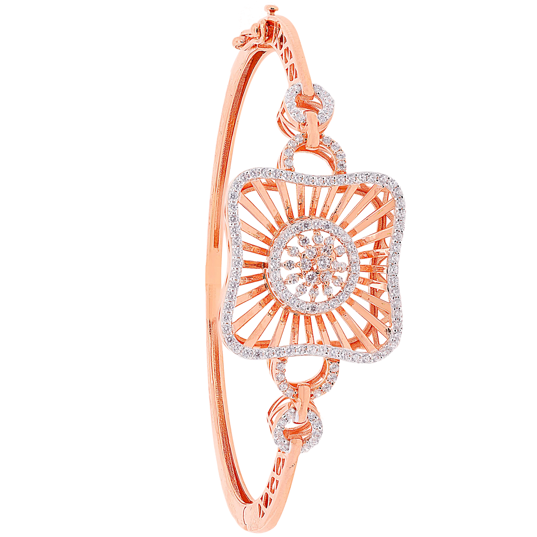 Brilliant Openable Bangle Bracelet With CZ in 18K Rose Gold