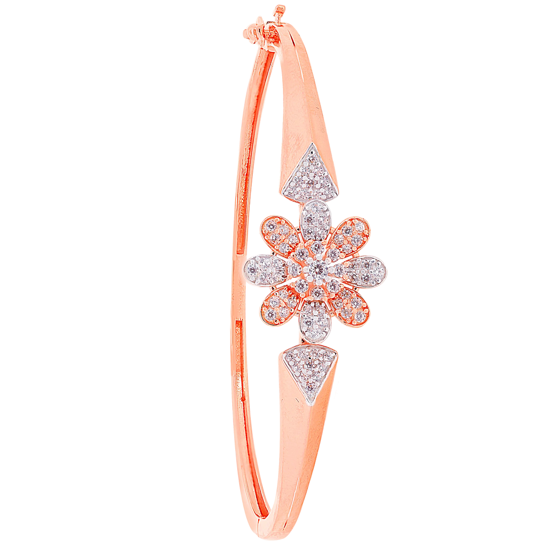 Enchanting Openable Bangle Bracelet With CZ in 18K Rose Gold