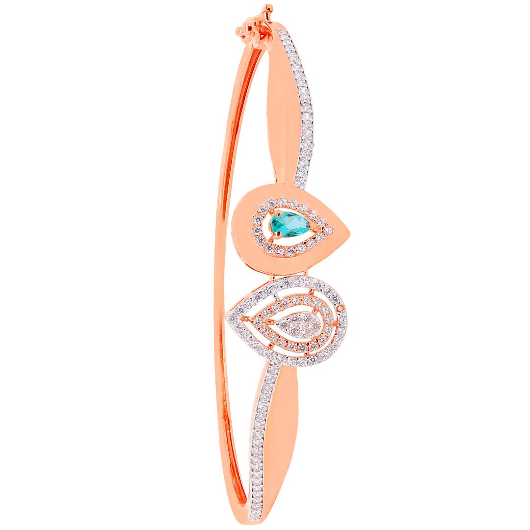 Delightful Openable Bangle Bracelet With Gemstones in 18K Rose Gold