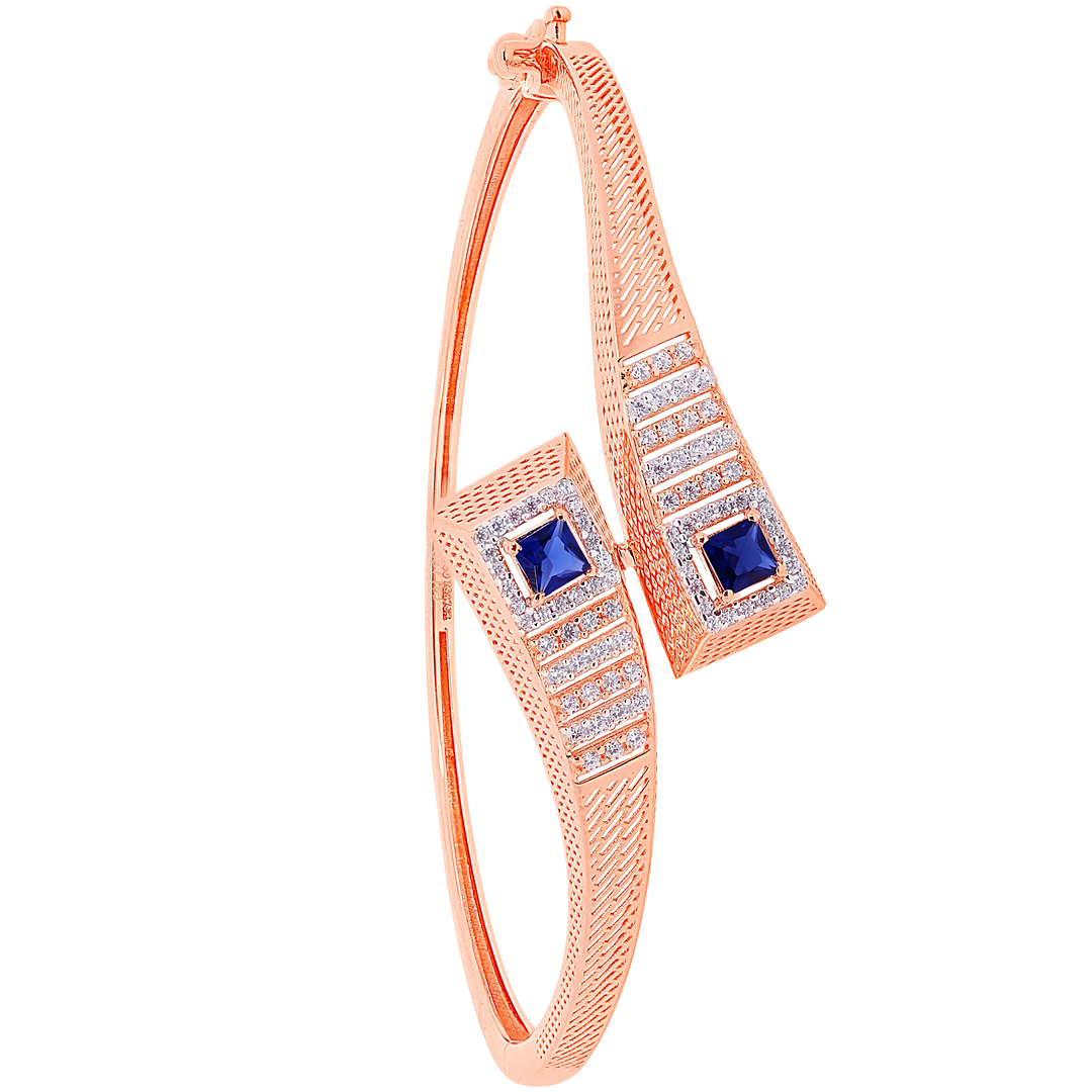 Alluring Openable Bangle Bracelet With Gemstones in 18K Rose Gold
