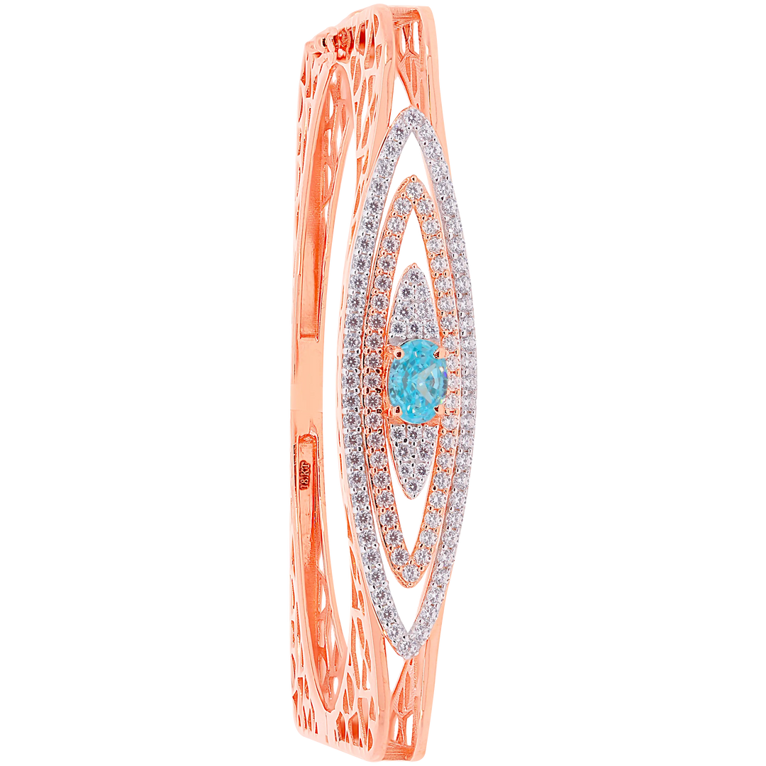 Intricate Openable Bangle Bracelet With Gemstones in 18K Rose Gold