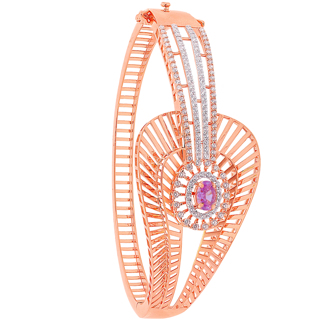 Lovely Openable Bangle Bracelet With Gemstones in 18K Rose Gold