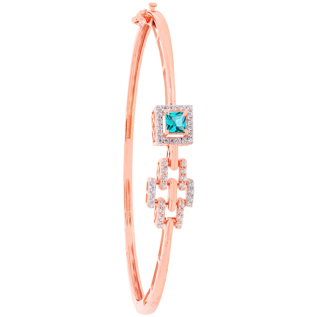 Fascinating Openable Bangle Bracelet With Gemstones in 18K Rose Gold