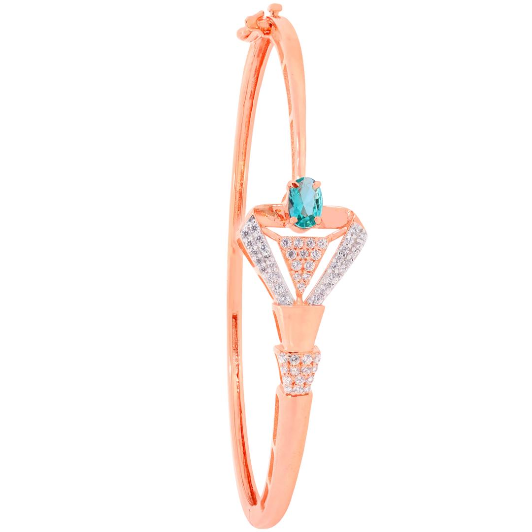 Attractive Openable Bangle Bracelet With Gemstones in 18K Rose Gold