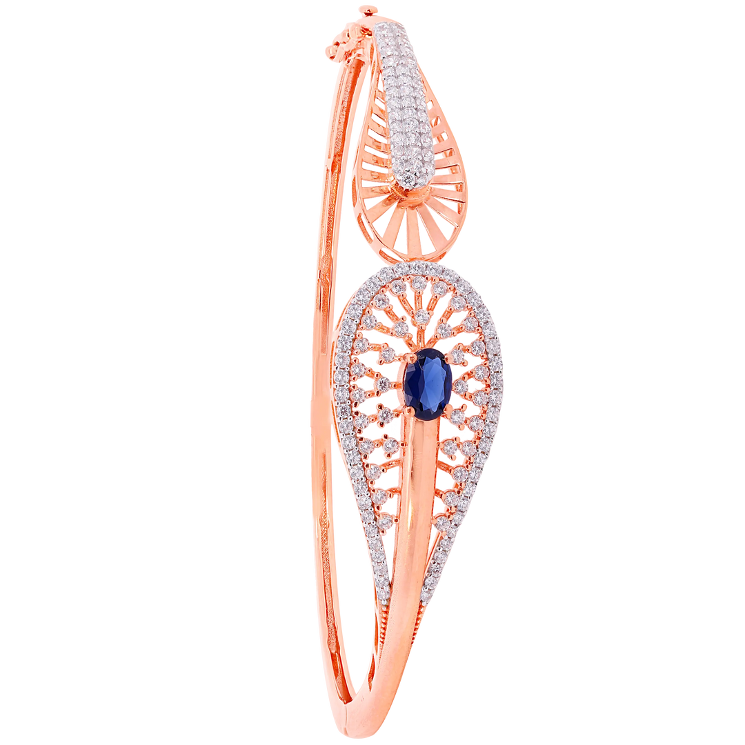 Mesmerizing Openable Bangle Bracelet With Gemstones in 18K Rose Gold