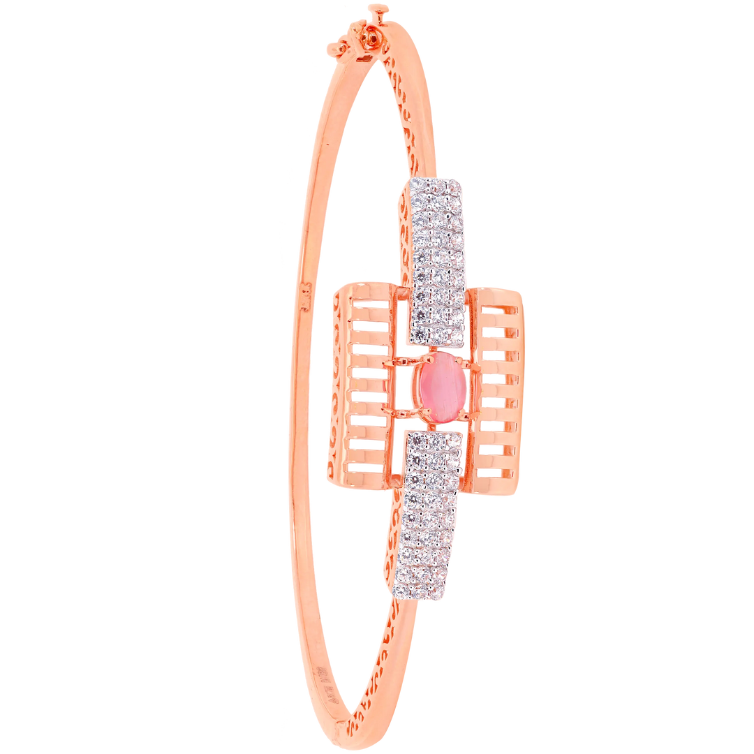 Stunning Openable Bangle Bracelet With Gemstones in 18K Rose Gold