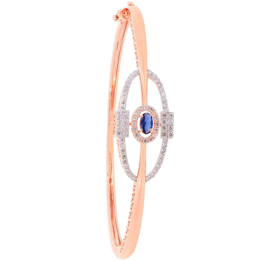 Attractive Openable Bangle Bracelet With Gemstones in 18K Rose Gold