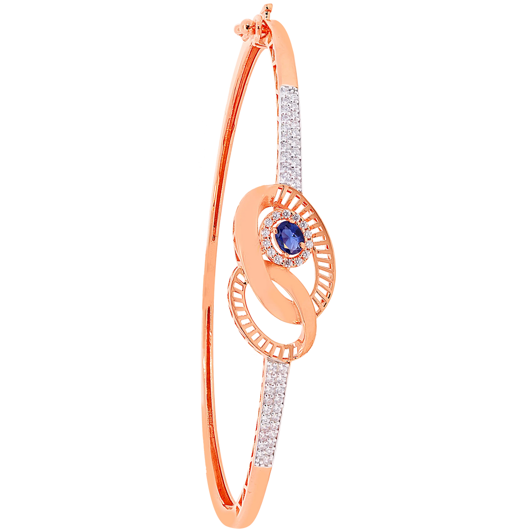 Ravishing Openable Bangle Bracelet With Gemstones in 18K Rose Gold