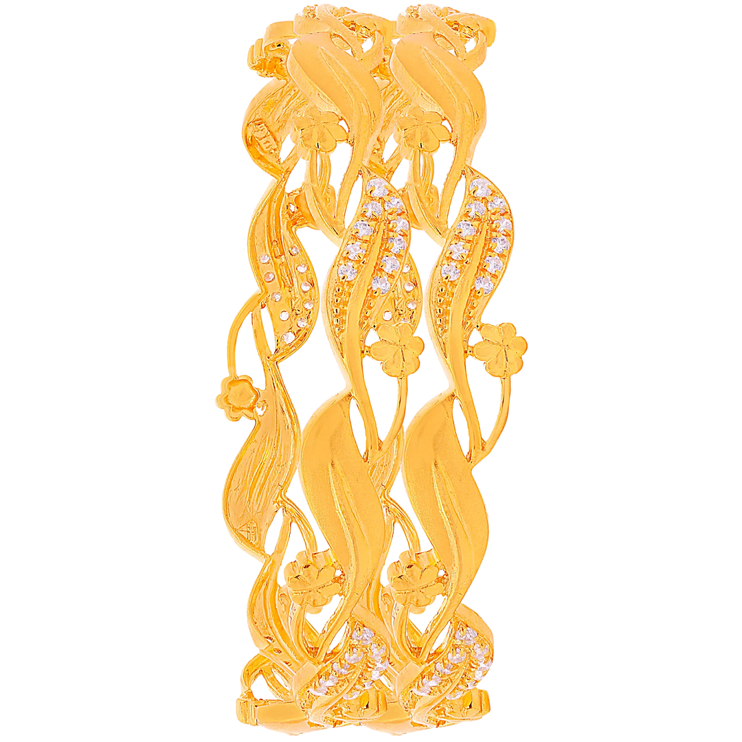 Captivating 2pcs Bangle With CZ in 21K Gold