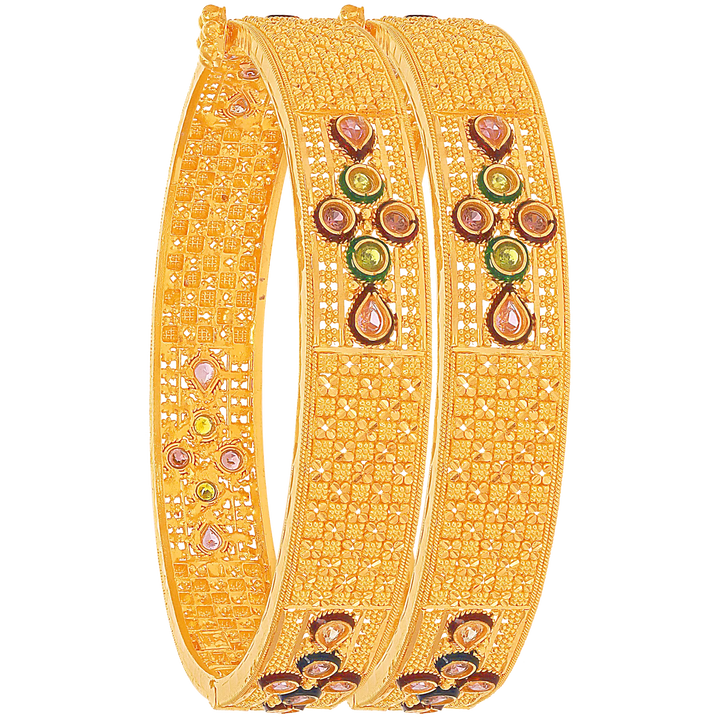 Fascinating Minakari Openable 2pcs Kara in 22K Gold