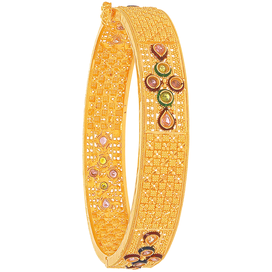 Fascinating Minakari Openable 2pcs Kara in 22K Gold