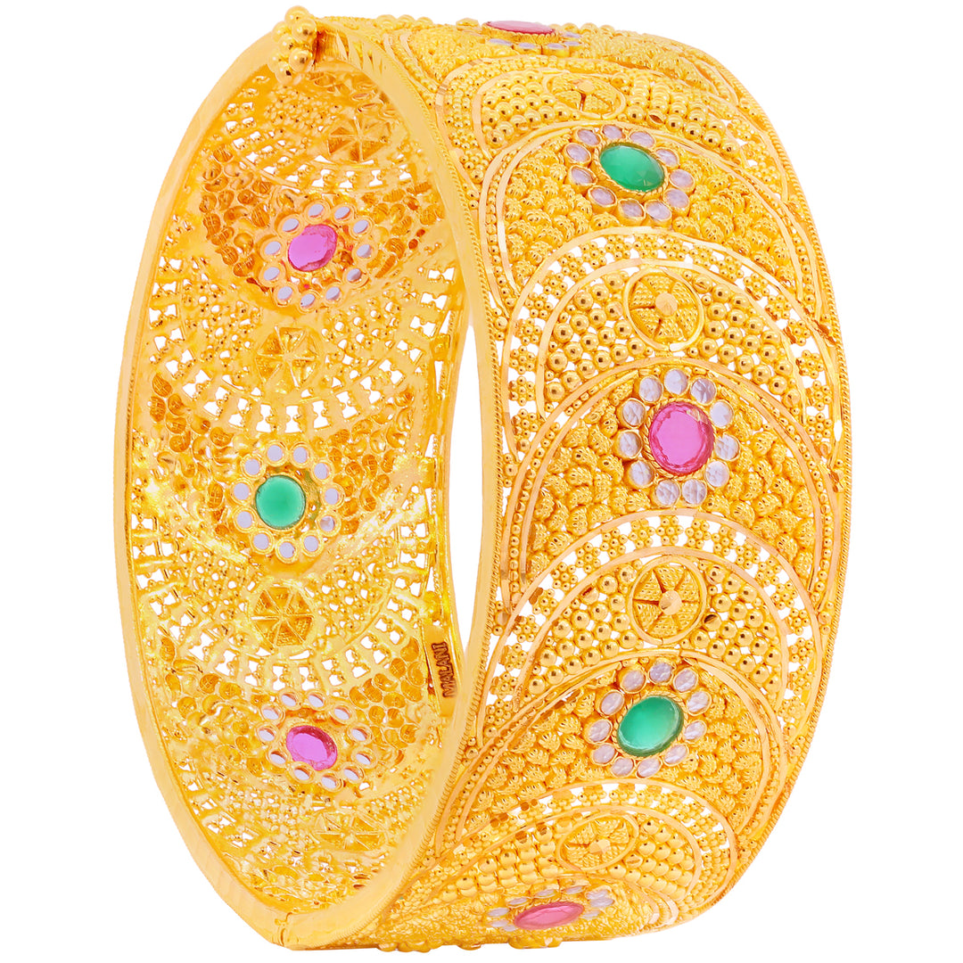 Lovely Kara With Ruby Emerald & CZ in 22K Gold