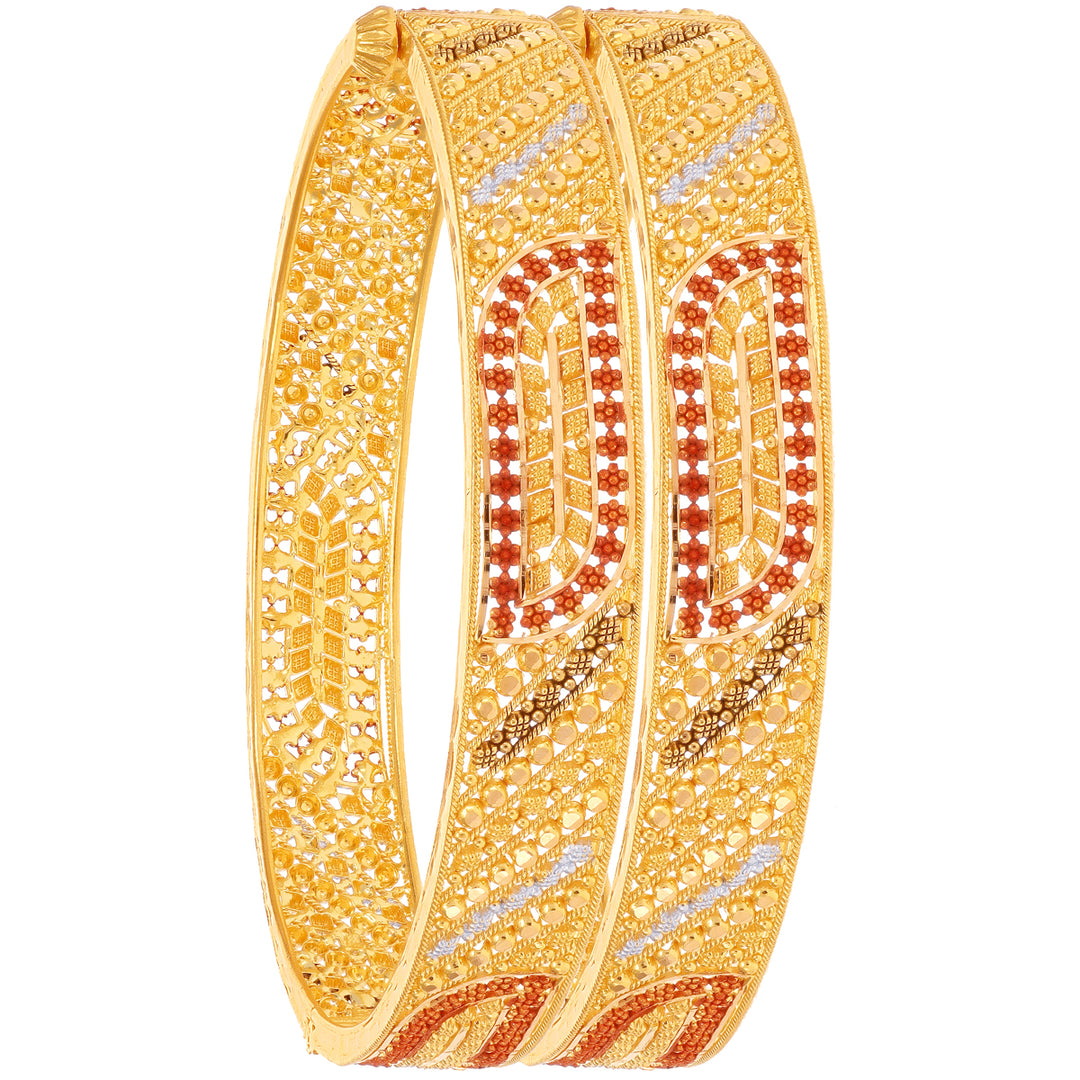 Attractive Three tone 2pcs Kara in 22K Gold