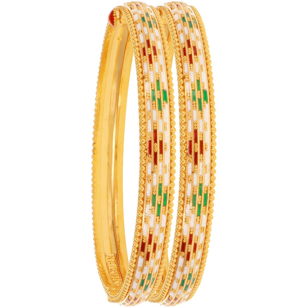 Charming Minakari 2pcs Kara in 22K Gold