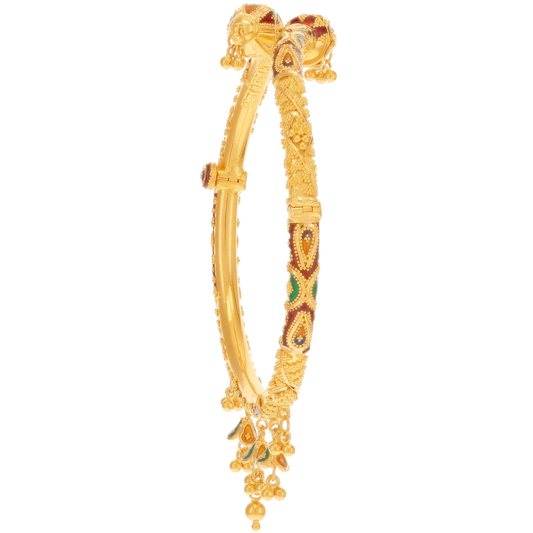 Intriguing Minakari Pipe 2pcs Kara in 22K Gold