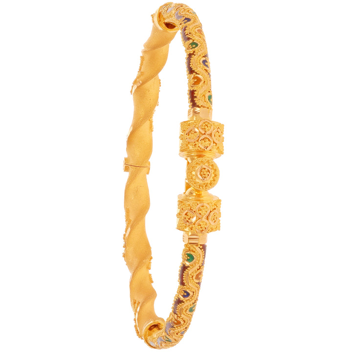 Charming Minakari Pipe 2pcs Kara in 22K Gold