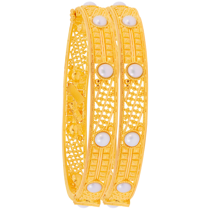 Captivating 2pcs Kara With Pearl in 22K Gold